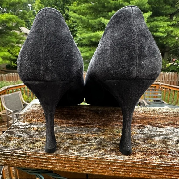 VTG YSL Yves Saint Laurent Black Suede Pump Heels Leather 3” Heel - Picture 3 of 10